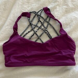 Lululemon free to be wild burgundy light impact sports bra size 6